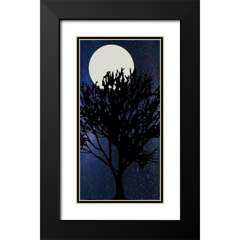 Night Moon Black Modern Wood Framed Art Print with Double Matting by Phillip, Jamie