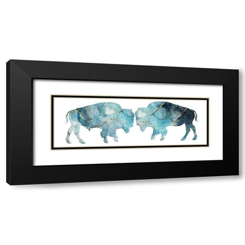Abstract Buffalo 3 Black Modern Wood Framed Art Print with Double Matting by Phillip, Jamie