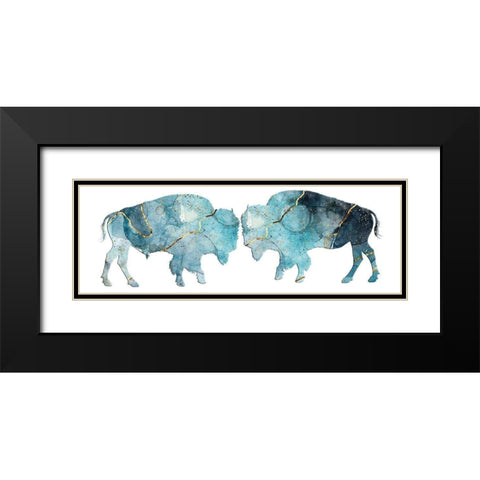 Abstract Buffalo 3 Black Modern Wood Framed Art Print with Double Matting by Phillip, Jamie