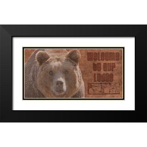 Wlcome To Our Lodge Black Modern Wood Framed Art Print with Double Matting by Phillip, Jamie