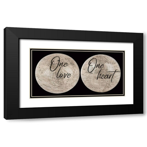 Love Map Black Modern Wood Framed Art Print with Double Matting by Phillip, Jamie
