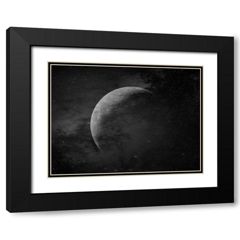 Moon Black Modern Wood Framed Art Print with Double Matting by Phillip, Jamie