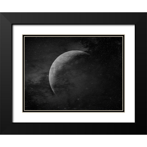 Moon Black Modern Wood Framed Art Print with Double Matting by Phillip, Jamie