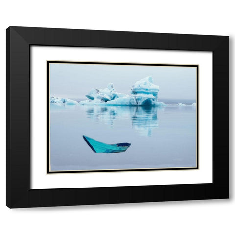Boat On Ice Black Modern Wood Framed Art Print with Double Matting by Phillip, Jamie