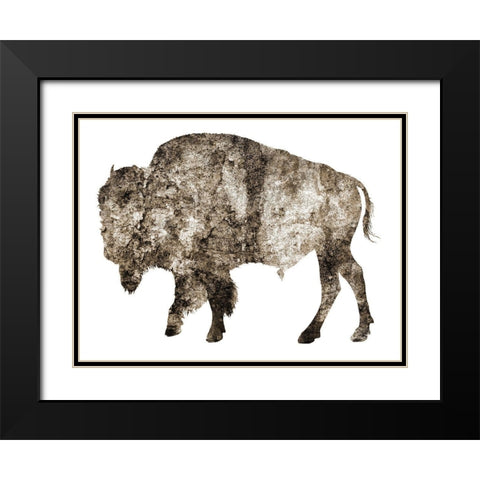 Rustic Bison 2 Black Modern Wood Framed Art Print with Double Matting by Phillip, Jamie