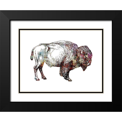 Rustic Bison 5 Black Modern Wood Framed Art Print with Double Matting by Phillip, Jamie