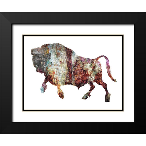 Rustic Bison 6 Black Modern Wood Framed Art Print with Double Matting by Phillip, Jamie