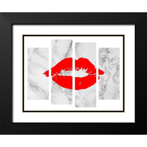 Red Lips Black Modern Wood Framed Art Print with Double Matting by Phillip, Jamie
