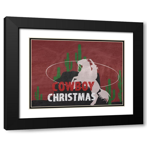 Cowboy Christmas Black Modern Wood Framed Art Print with Double Matting by Phillip, Jamie