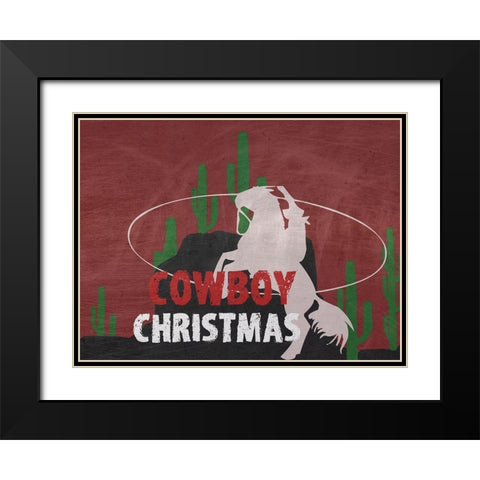 Cowboy Christmas Black Modern Wood Framed Art Print with Double Matting by Phillip, Jamie