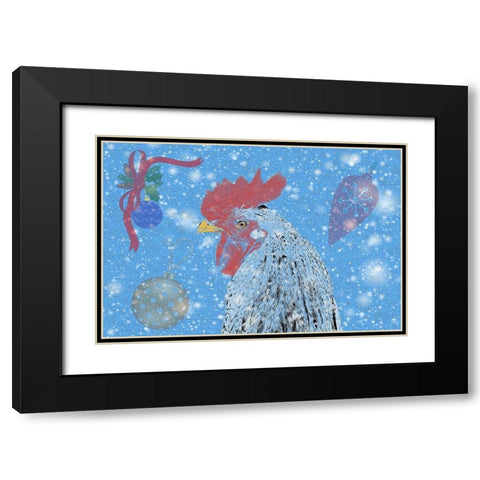 Rooster Black Modern Wood Framed Art Print with Double Matting by Phillip, Jamie