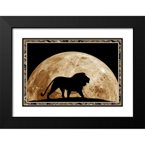 Lion Black Modern Wood Framed Art Print with Double Matting by Phillip, Jamie