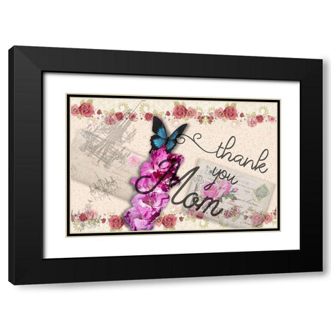 Thanks Mom Black Modern Wood Framed Art Print with Double Matting by Phillip, Jamie
