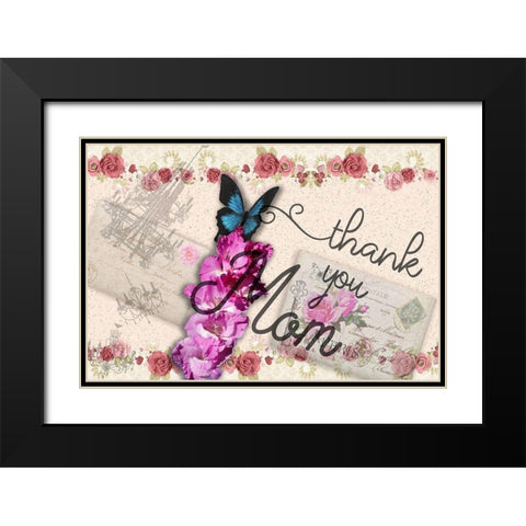 Thanks Mom Black Modern Wood Framed Art Print with Double Matting by Phillip, Jamie