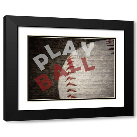 Play Ball Black Modern Wood Framed Art Print with Double Matting by Phillip, Jamie