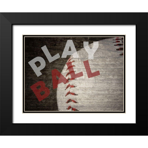 Play Ball Black Modern Wood Framed Art Print with Double Matting by Phillip, Jamie