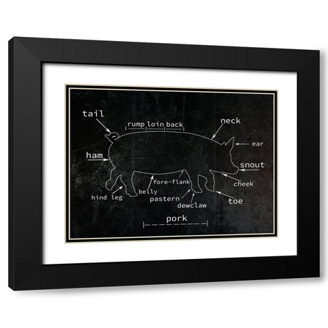 Pig Black Modern Wood Framed Art Print with Double Matting by Phillip, Jamie