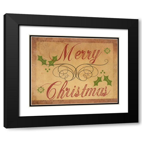 Merry Christmas Black Modern Wood Framed Art Print with Double Matting by Phillip, Jamie
