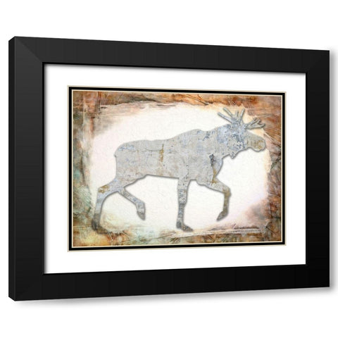 Moose Black Modern Wood Framed Art Print with Double Matting by Phillip, Jamie