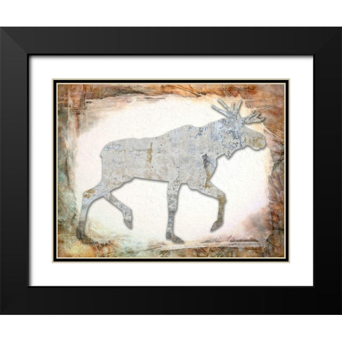 Moose Black Modern Wood Framed Art Print with Double Matting by Phillip, Jamie
