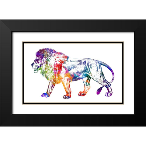Lion Black Modern Wood Framed Art Print with Double Matting by Phillip, Jamie