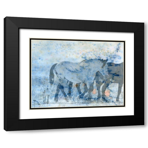 Horse Play Black Modern Wood Framed Art Print with Double Matting by Phillip, Jamie