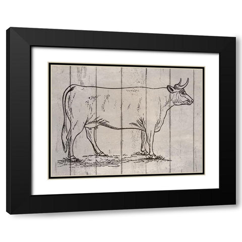 Cow Black Modern Wood Framed Art Print with Double Matting by Phillip, Jamie