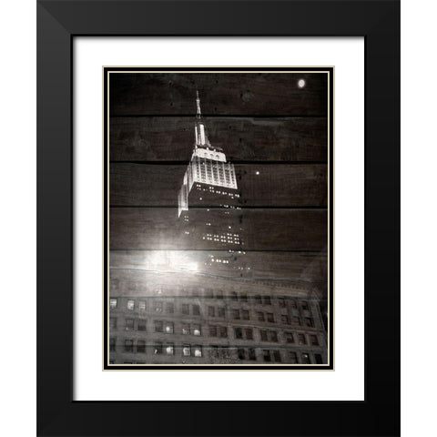 Good Night New York Black Modern Wood Framed Art Print with Double Matting by Phillip, Jamie