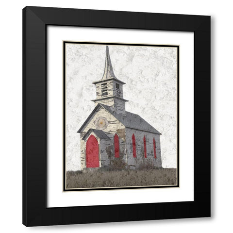 Old Church Black Modern Wood Framed Art Print with Double Matting by Phillip, Jamie