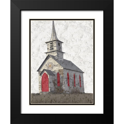 Old Church Black Modern Wood Framed Art Print with Double Matting by Phillip, Jamie