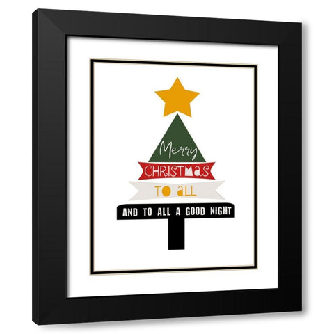 Merry Christmas Black Modern Wood Framed Art Print with Double Matting by Phillip, Jamie