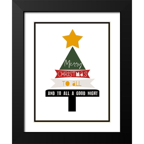 Merry Christmas Black Modern Wood Framed Art Print with Double Matting by Phillip, Jamie