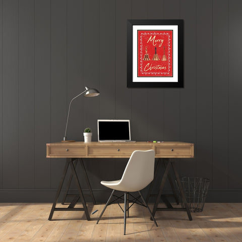 Merry Christmas Black Modern Wood Framed Art Print with Double Matting by Phillip, Jamie