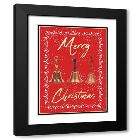Merry Christmas Black Modern Wood Framed Art Print with Double Matting by Phillip, Jamie
