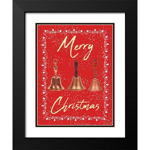 Merry Christmas Black Modern Wood Framed Art Print with Double Matting by Phillip, Jamie