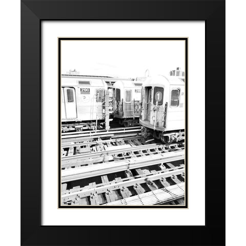 Trains NY Black Modern Wood Framed Art Print with Double Matting by Phillip, Jamie
