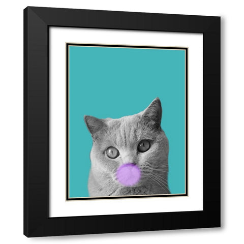Bubble Cat Black Modern Wood Framed Art Print with Double Matting by Phillip, Jamie