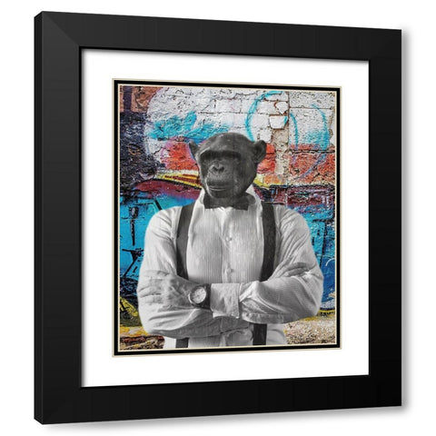 Street Monkey 2 Black Modern Wood Framed Art Print with Double Matting by Phillip, Jamie