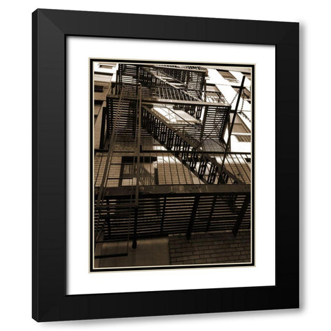 Fire Escape New Your Black Modern Wood Framed Art Print with Double Matting by Phillip, Jamie