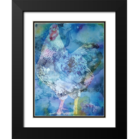 Rooster Black Modern Wood Framed Art Print with Double Matting by Phillip, Jamie