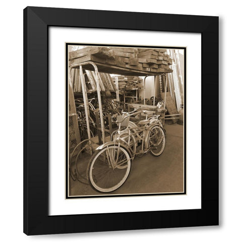 Sepia Bikes Black Modern Wood Framed Art Print with Double Matting by Phillip, Jamie