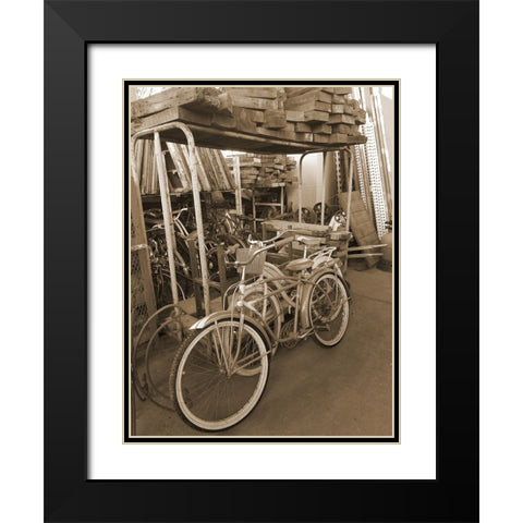 Sepia Bikes Black Modern Wood Framed Art Print with Double Matting by Phillip, Jamie