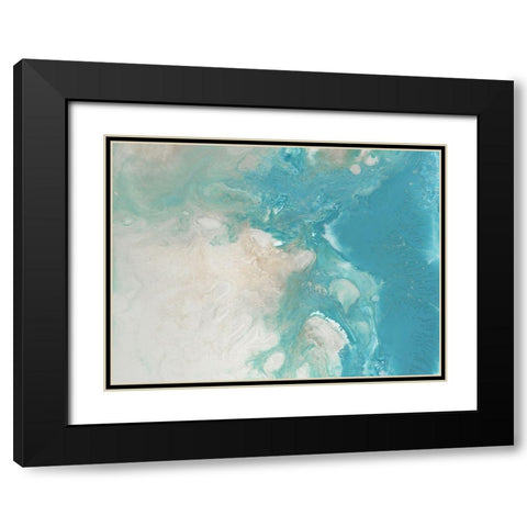 Blue Marble Black Modern Wood Framed Art Print with Double Matting by Urban Road