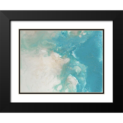 Blue Marble Black Modern Wood Framed Art Print with Double Matting by Urban Road