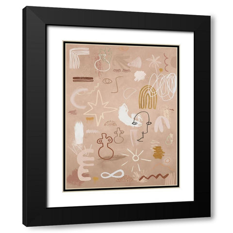Cave Drawings Black Modern Wood Framed Art Print with Double Matting by Urban Road
