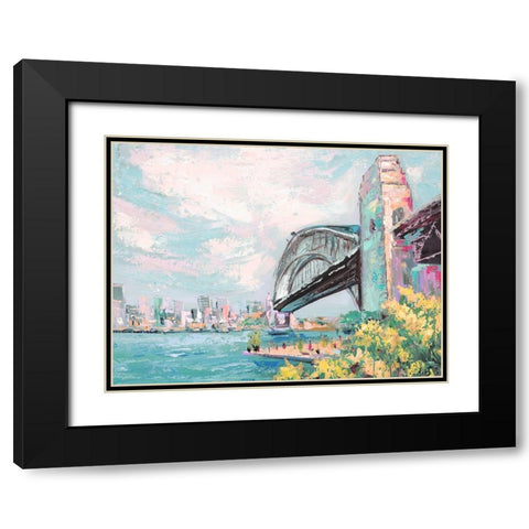 Harbour Bridge Black Modern Wood Framed Art Print with Double Matting by Urban Road