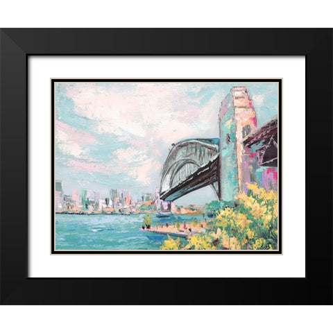 Harbour Bridge Black Modern Wood Framed Art Print with Double Matting by Urban Road