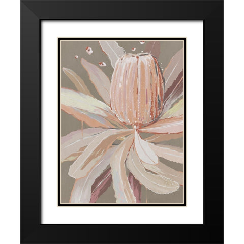 Peach Banskia Black Modern Wood Framed Art Print with Double Matting by Urban Road