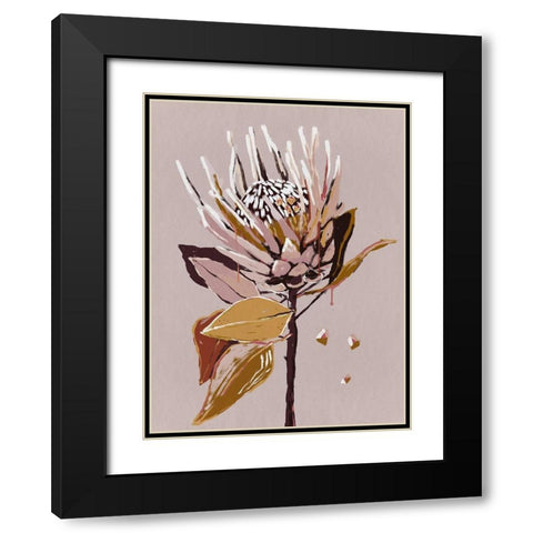 Blush Protea Black Modern Wood Framed Art Print with Double Matting by Urban Road