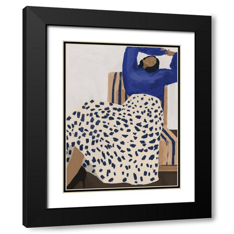 Delilah Daydreaming Black Modern Wood Framed Art Print with Double Matting by Urban Road